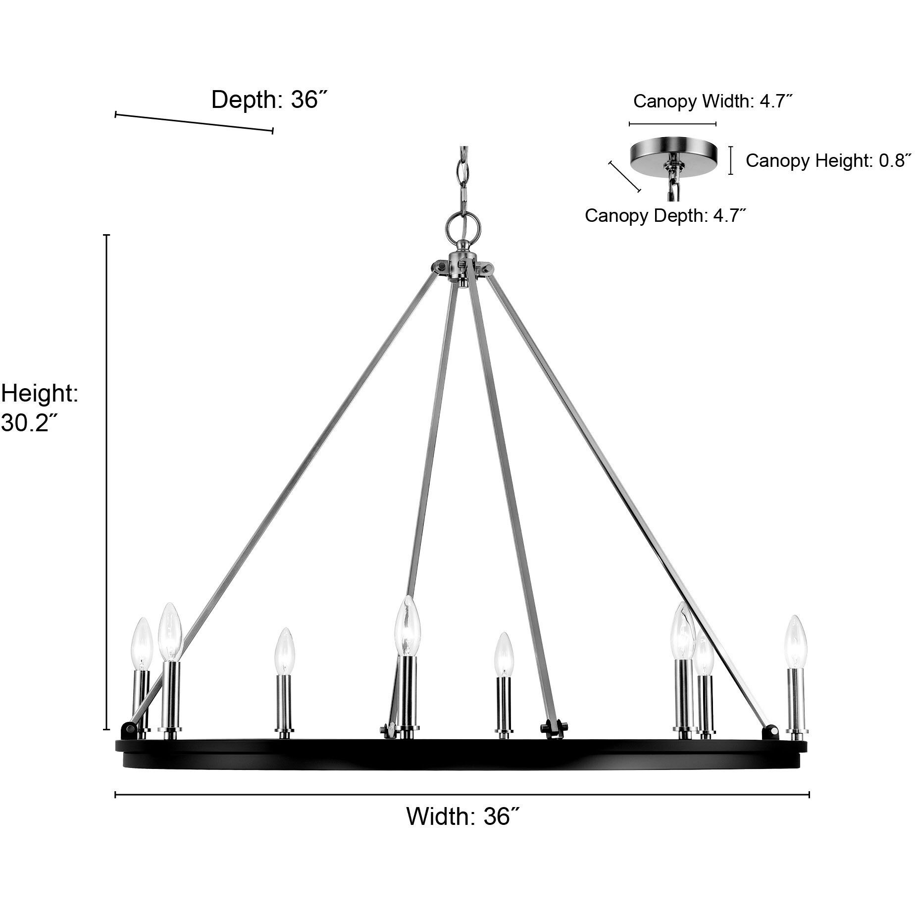 Carruth 8 Light 36 inch Matte Black/Modern Gold Chandelier Ceiling Light